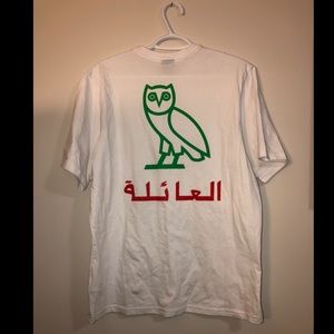 OVO family pocket t-shirt, owl & Arabic graphic